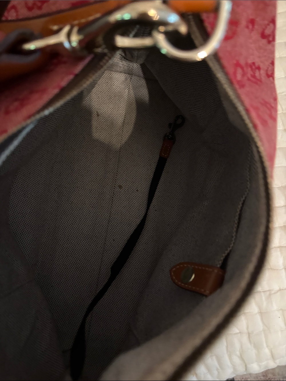 Dooney & Bourke Red Signature Canvas Shoulder Hobo - Picture 3 of 6